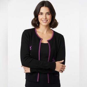 CLIO Women’s Embellished Floral Long Sleeve Open Cardigan